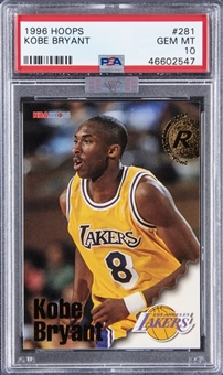 1996-97 Hoops #281 Kobe Bryant Rookie Card - PSA GEM MT 10 - MBA Silver Diamond Certified - PSA GEM MT 10 